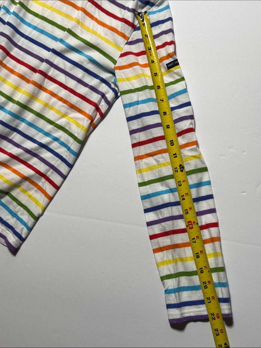 SAINT JAMES L'atelier Multicolor Rainbow Stripe Long-Sleeve Boat Neck Tee M - Picture 8 of 10